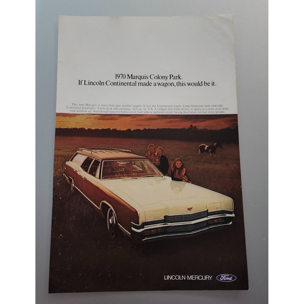 1970 Mercury Marquis Colony Park Station Wagon Vintage Print Ad Man Cave Art